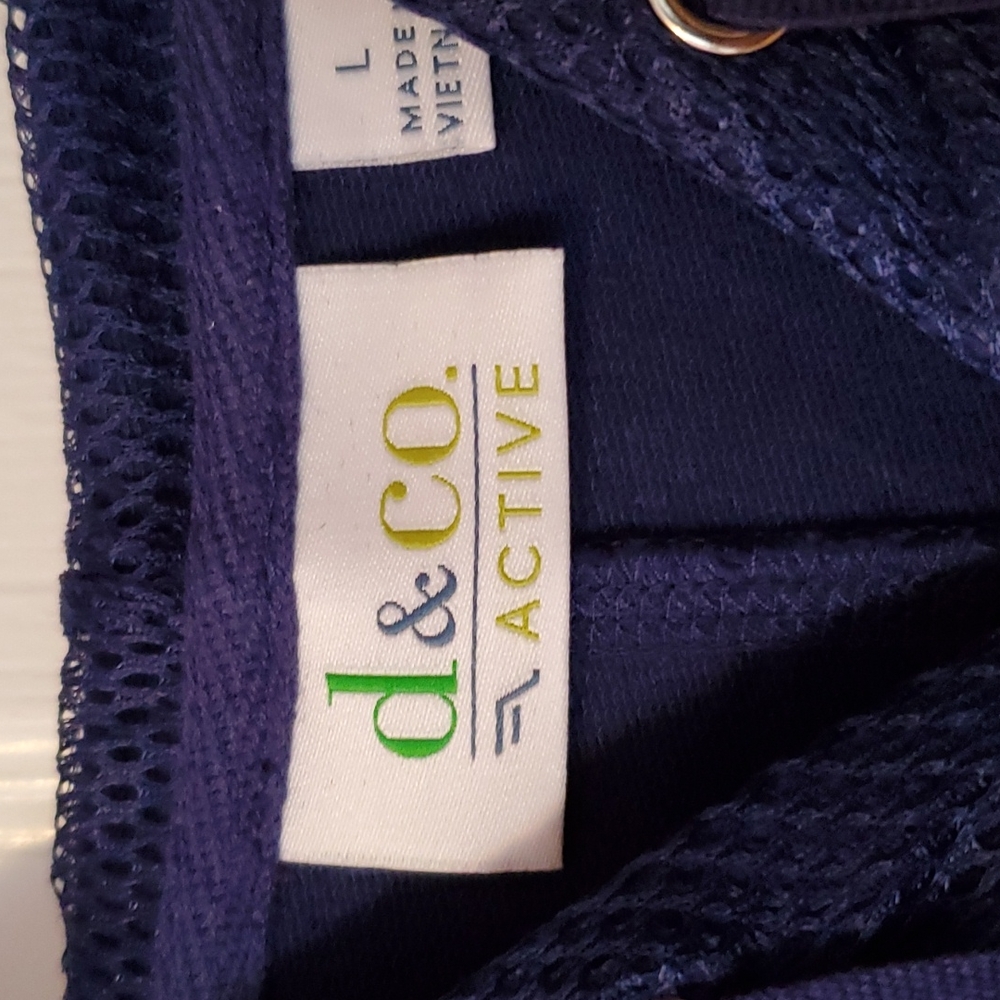 DENIM & CO active navy blue short zip hoodie with pockets,L,cot/span,NWOT. - Picture 3 of 4
